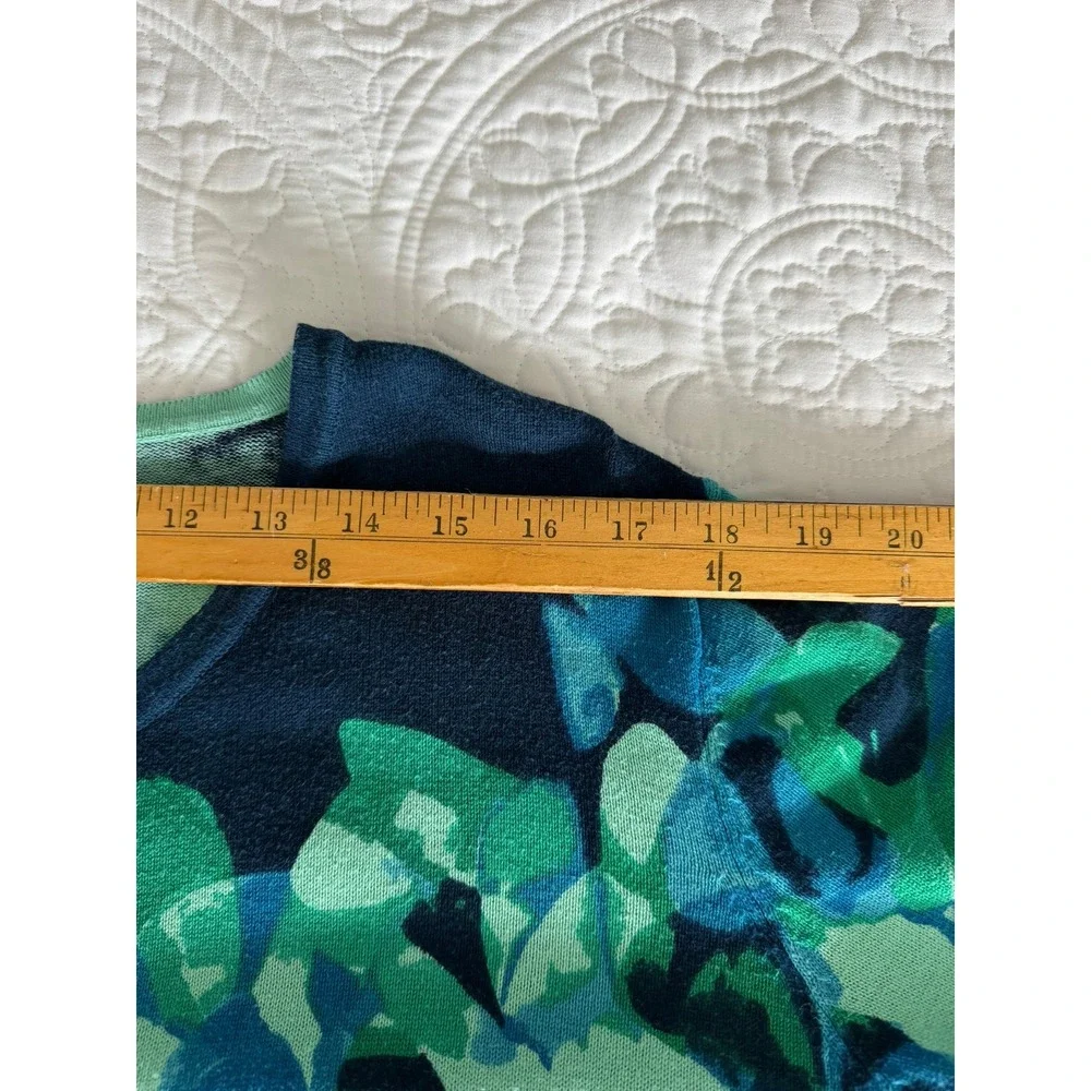 Isaac Mizrahi Live Womens 3X Cardigan Mint Green Blue Floral Cotton Sweater - Picture 7 of 10